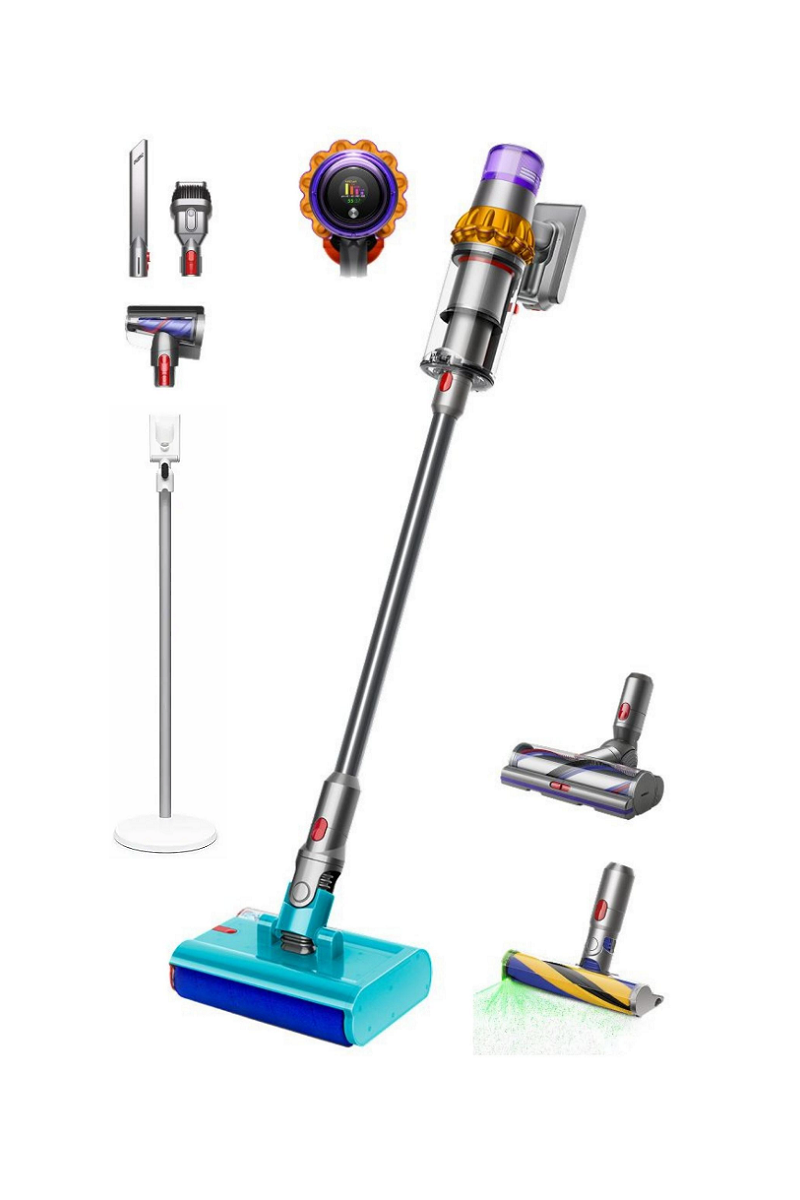 Беспроводной пылесос для сухой и влажной уборки Dyson V15s Detect Submarine™ (Желтый/Никель) + Floor Dok™ Напольная вертикальная подставка