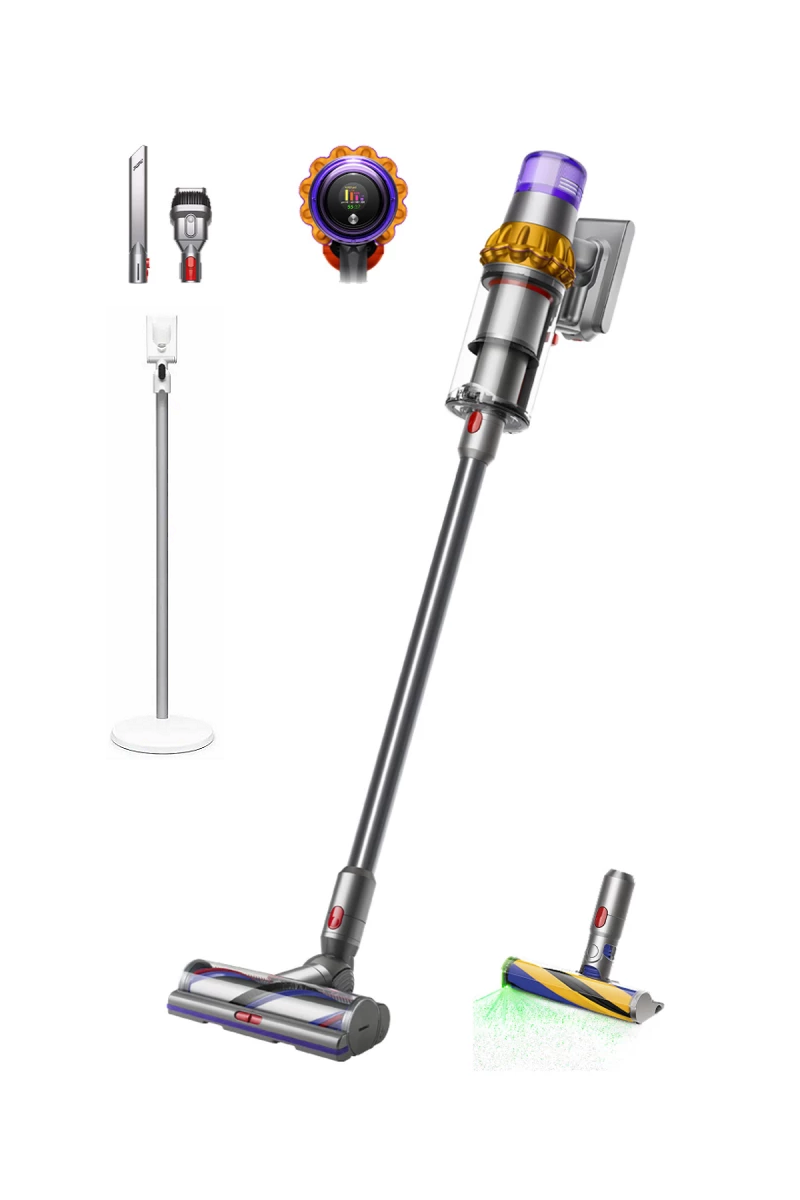 Беспроводной пылесос Dyson SV47 V15 Detect Absolute™ (Желтый/Никель) + Floor Dok™ Напольная вертикальная подставка